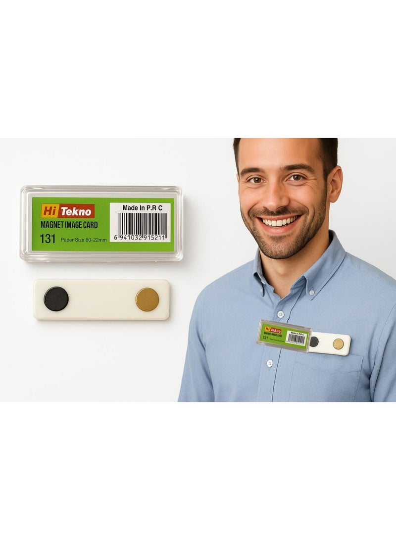 Hi Tekno Magnetic name badge holder, name tag with magnet, strong adhesive clasp, for meetings, office, and arts. - Image 2