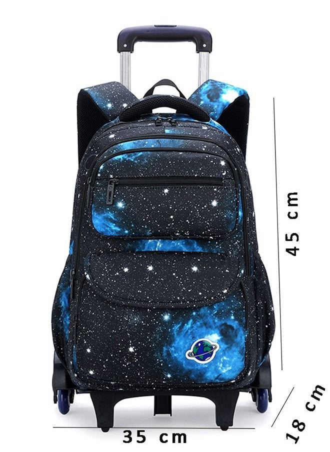 CityRiya-Long - Wheeled Rolling Backpack Black Bookbag for Boys and Girls School Student Books Laptop Travel Trolley Bag - Image 1