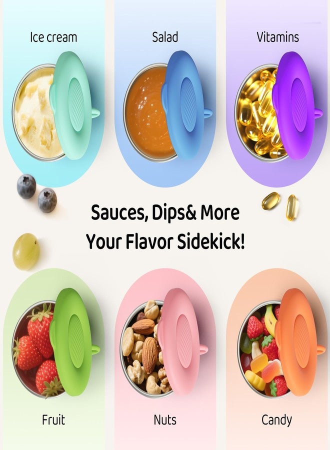 Omilly 6 Pack 2.4oz Stainless Steel Salad Dressing Containers with Leakproof Silicone Lids & Lanyard - Reusable Sauce Cups for Lunch Boxes, Picnics, Travel - Airtight Seal, Dishwasher Safe - Image 3