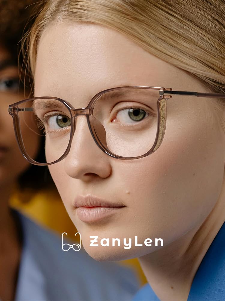 ZanyLen نظارات زاني لين متوسطة الحجم لحجب الضوء الأزرق للنساء لقراءة الكمبيوتر/الألعاب/التلفاز/الهاتف المحمول نظارات عصرية للنساء (شمبانيا) - Image 2