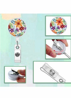 Y&D Retractable ID Badge Holder Reel with Clip, Flowers Name Reels Card for Office Worker Teacher Doctor Nurse (3 Pack Flower)  - Image 5
