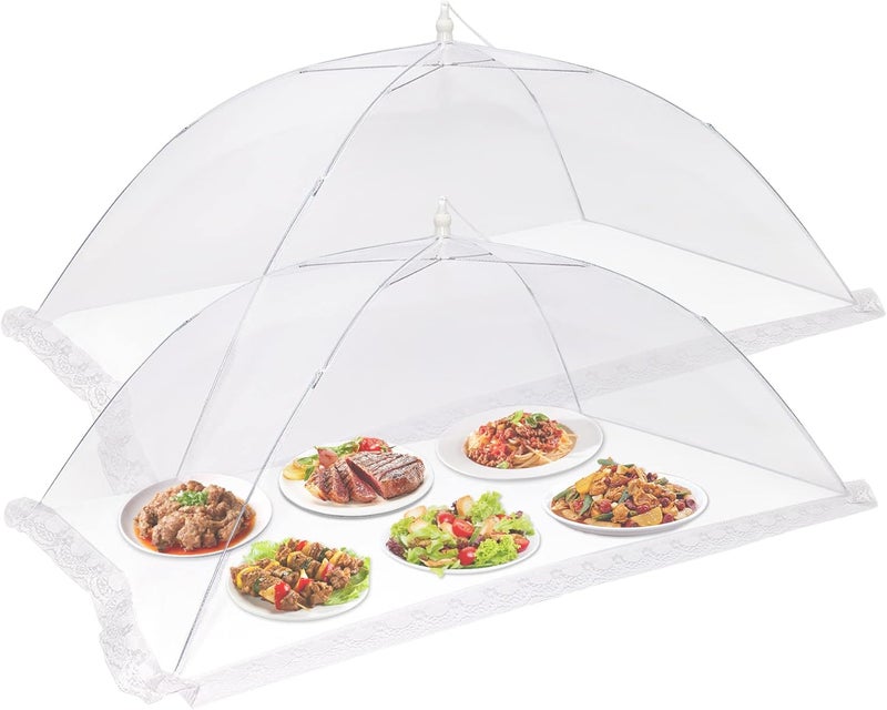 KIGEAPUEL غطاء طعام شبكي كبير جداً 2 قطعة (46"x20"، 40"x24") أغطية شاشة طعام مظلة للاستخدام الخارجي قابلة لإعادة الاستخدام وقابلة للطي لحفلات الشواء والنزهات في الهواء الطلق... - Image 1