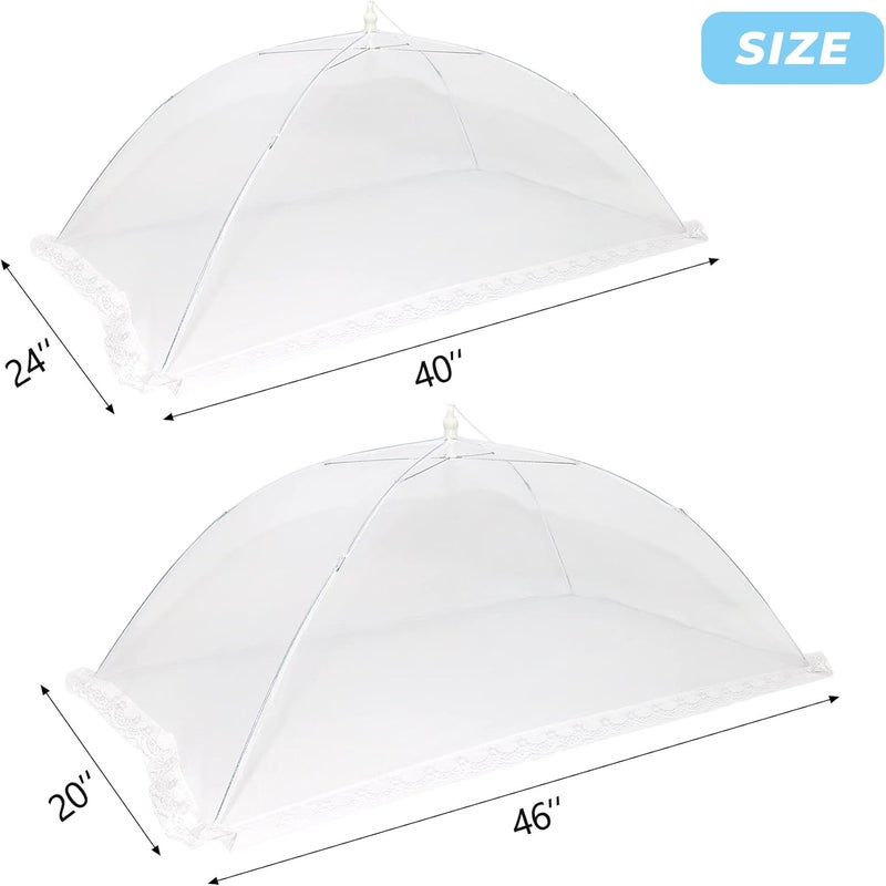 KIGEAPUEL غطاء طعام شبكي كبير جداً 2 قطعة (46"x20"، 40"x24") أغطية شاشة طعام مظلة للاستخدام الخارجي قابلة لإعادة الاستخدام وقابلة للطي لحفلات الشواء والنزهات في الهواء الطلق... - Image 2