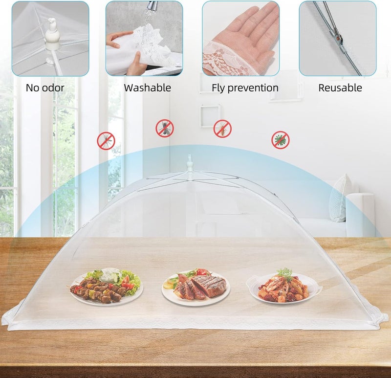 KIGEAPUEL غطاء طعام شبكي كبير جداً 2 قطعة (46"x20"، 40"x24") أغطية شاشة طعام مظلة للاستخدام الخارجي قابلة لإعادة الاستخدام وقابلة للطي لحفلات الشواء والنزهات في الهواء الطلق... - Image 3