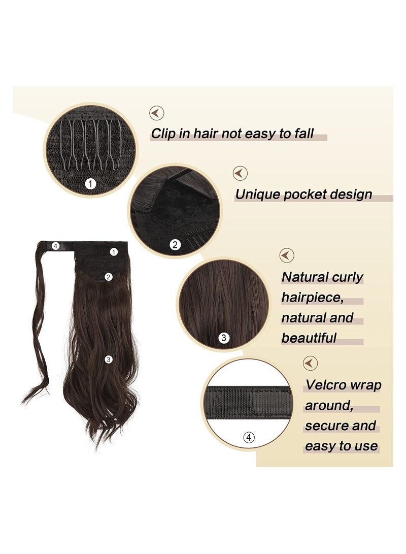 Estelle Curly Ponytail Extension 15 Inch Heat Resistant Synthetic Natural Wavy Hairpiece Wrap Around Pony Tail Hair Extensions for Women Chocolate Brown Curly - Image 5