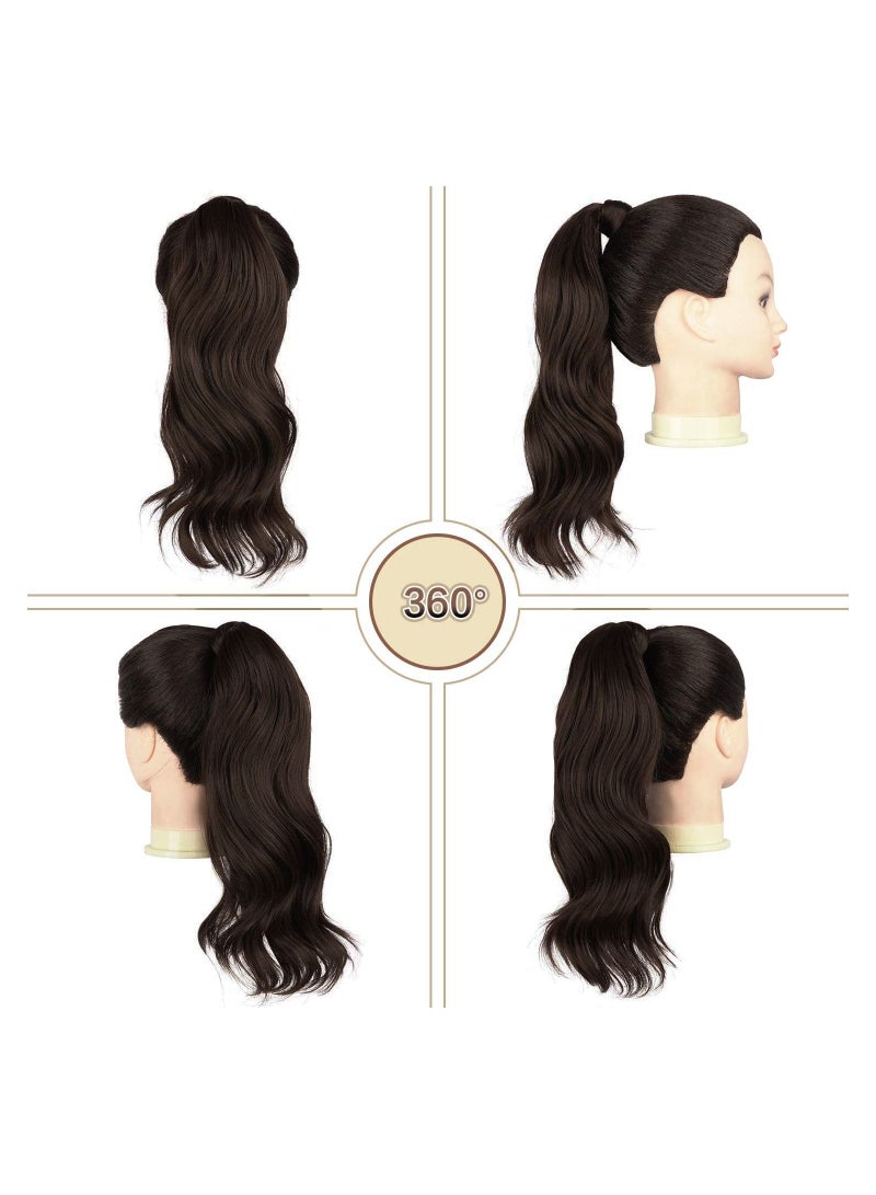 Estelle Curly Ponytail Extension 15 Inch Heat Resistant Synthetic Natural Wavy Hairpiece Wrap Around Pony Tail Hair Extensions for Women Chocolate Brown Curly - Image 3