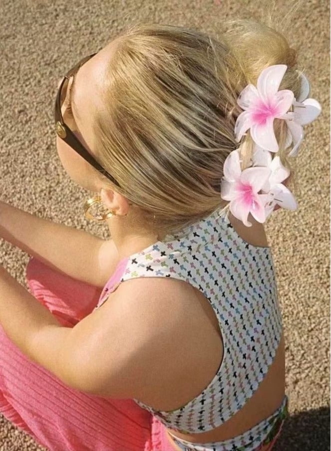 مشبك شعر على شكل زهرة، 6 قطع من مشابك مخالب بلوميريا هاواي، غير لامعة غير قابلة للانزلاق، مشبك شعر لطيف لحفلات الزفاف ووصيفات العروس للشعر السميك الرقيق - Image 4