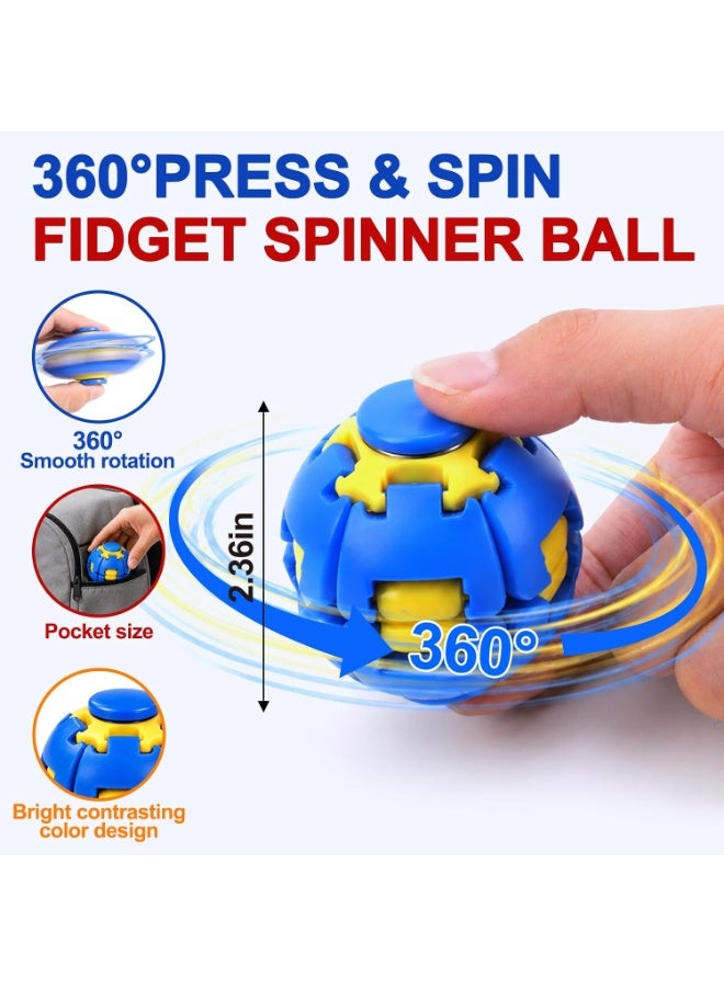 REZZOSS Press to Spin Fidget Spinner Ball (Assorted Random Color) – 360° Rotating Kinetic Sensory Fidget Toy for Adults, Teens & Kids | Push & Spin Stress Relief Ball for Office Desk, School, ADHD, Autism & Travel | One-Handed Anti-Anxiety Fidget Toy Gift - Image 2