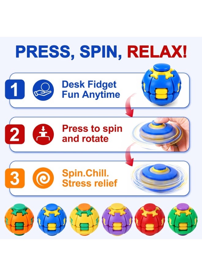 REZZOSS Press to Spin Fidget Spinner Ball (Assorted Random Color) – 360° Rotating Kinetic Sensory Fidget Toy for Adults, Teens & Kids | Push & Spin Stress Relief Ball for Office Desk, School, ADHD, Autism & Travel | One-Handed Anti-Anxiety Fidget Toy Gift - Image 3