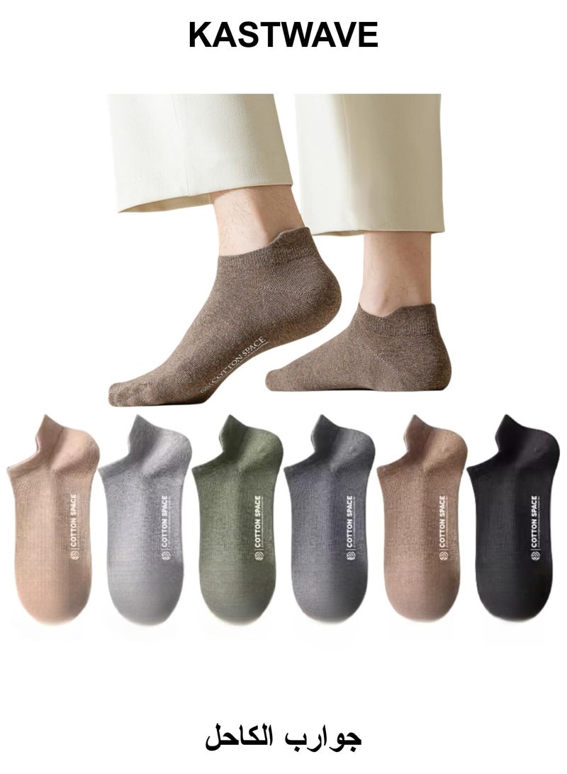 KASTWAVE Crew Socks, 6 Pairs Men's Athletic Ankle Socks for Men 5-10 Low Cut Non Slip Solid Heel Tab Cotton Socks, Breathable Casual Wicking Summer Anti-blister (Size: 35-44) - Image 1