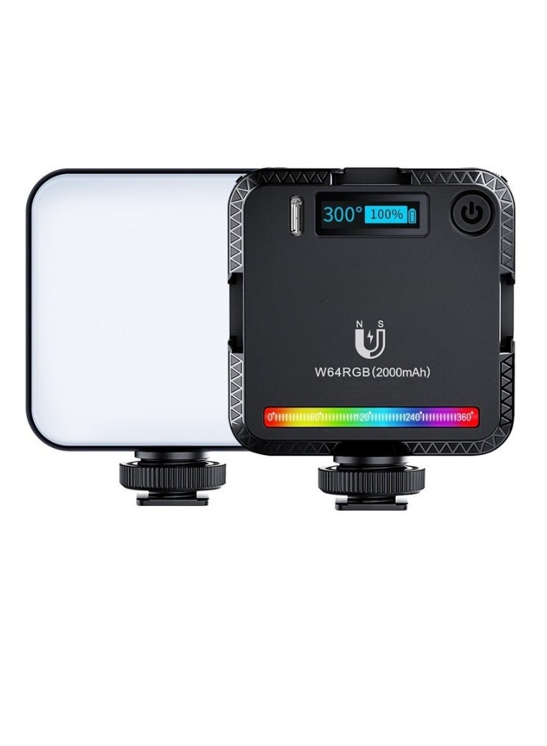 Excefore W64RGB Portable Video Light, Dimmable Rechargeable Photography Fill Light, High Brightness High CRI LED Camera Light For Vlog Live Streaming Video Conference, (1pc, W64RGB Single Light)