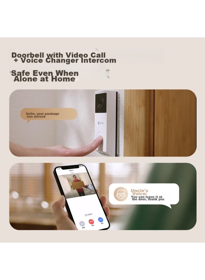 EZVIZ Ep3X Visual Doorbell With Dual Cameras, 3Mp + 2Mp, Dual-Camera Home Surveillance, Smart Doorbell Camera, Electronic Peephole, Ultra-Gray - Image 5