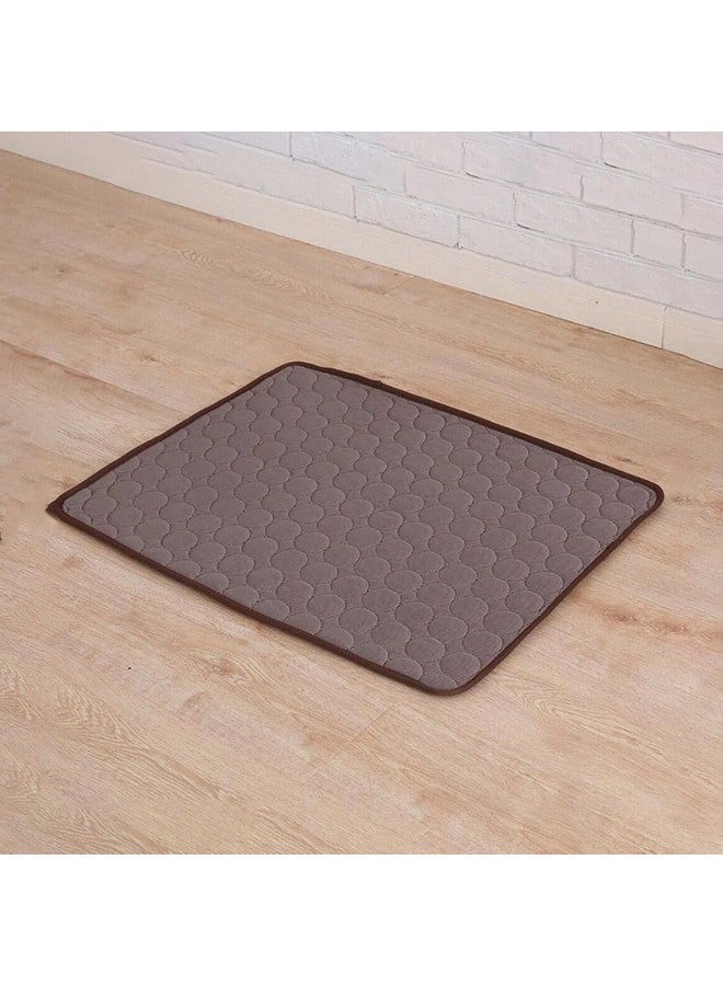 Hearts Rectangular Dog & Cat Bed|Premium Cool Ice Silk With Polyester With Bottom Mesh|Multi-Utility Self-Cooling Pad For Dog & Cat|Light-Weight & Durable Dog Bed|Zqcj001C-M|Coffee - Image 1