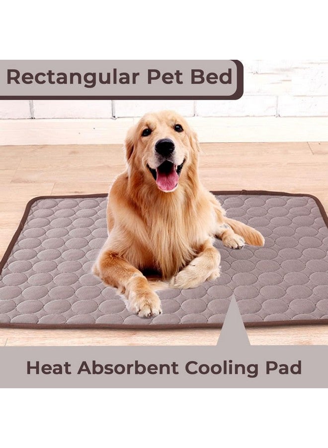 Hearts Rectangular Dog & Cat Bed|Premium Cool Ice Silk With Polyester With Bottom Mesh|Multi-Utility Self-Cooling Pad For Dog & Cat|Light-Weight & Durable Dog Bed|Zqcj001C-M|Coffee - Image 3