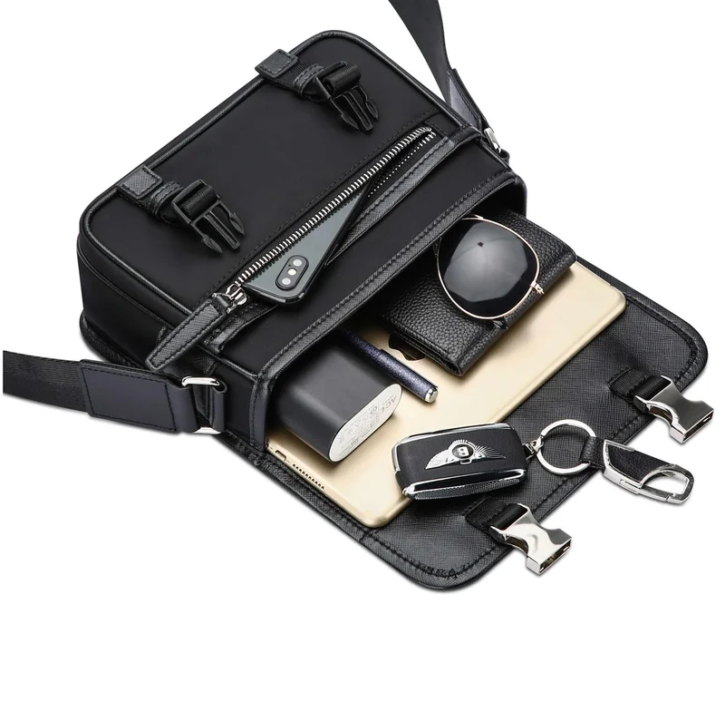 Bopai  Unisex Sling Bag Compact Crossbody Chest Bag with Hidden Pocket Waterproof Side Bag for Men and Women Business Travel Commute, BO-SL231, Black  | Best Price UAE