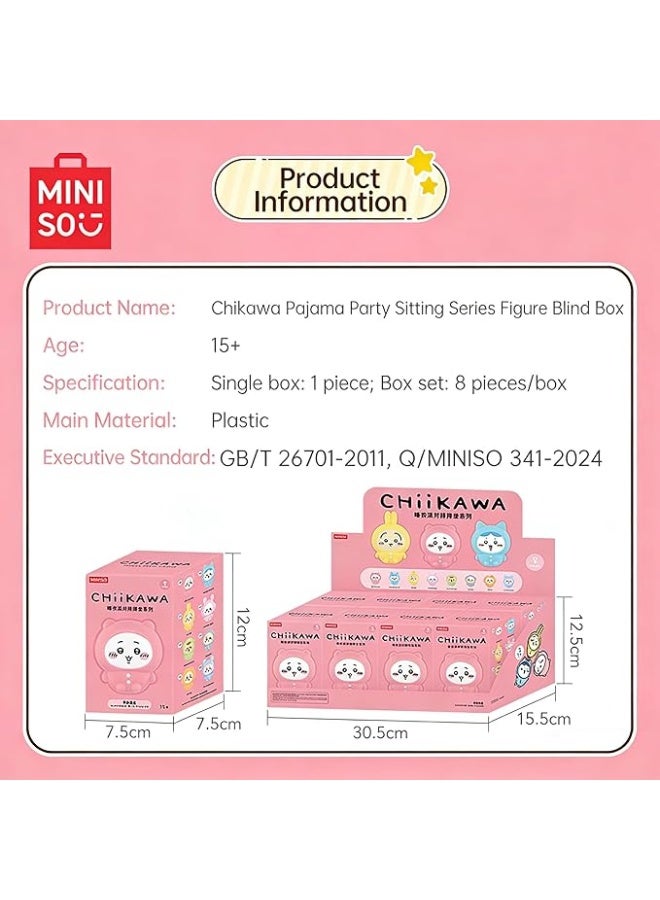 MINISO x Chiikawa Pajama Party Sitting Collection Collectible Figure Blind Box, Full Display Set of 8 Sealed Mystery Boxes, Character Collectible for Display and Gifting - Image 5