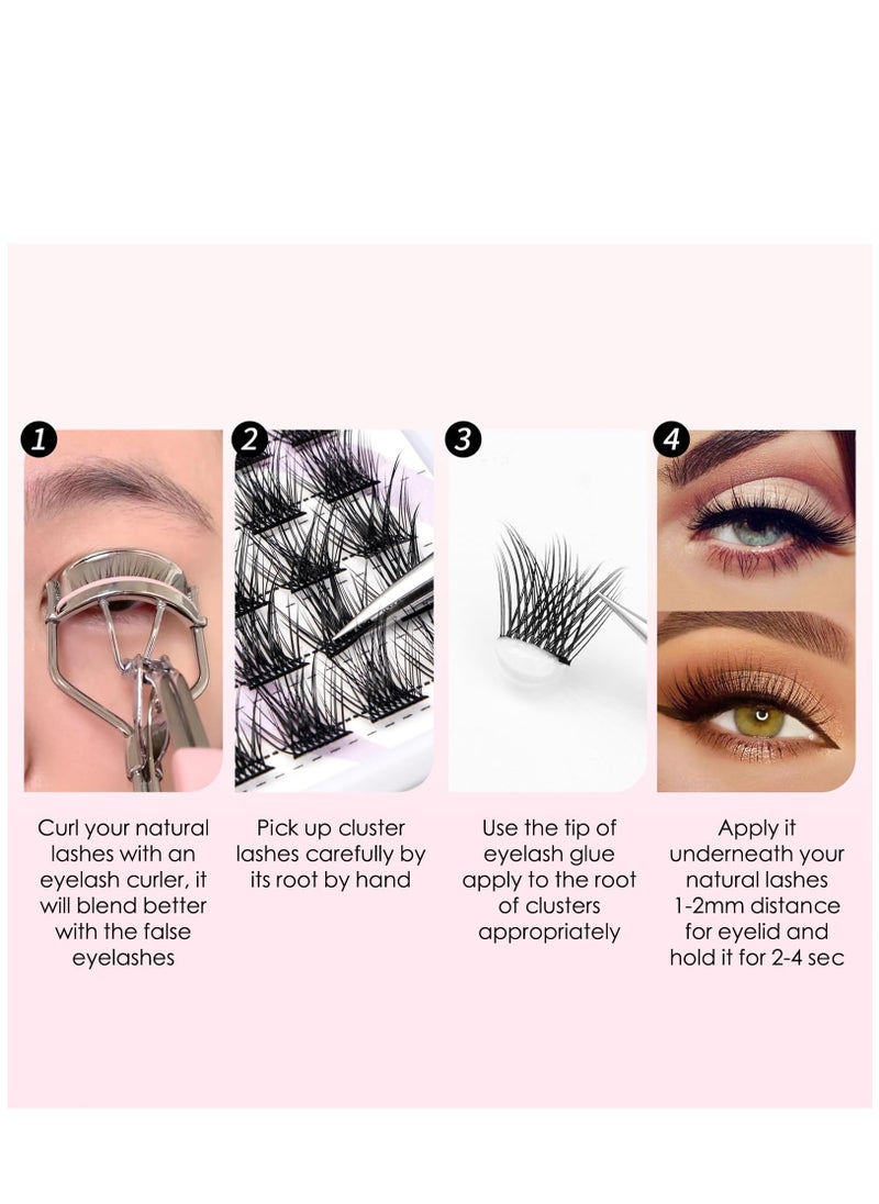 Excefore - Eyelash Extension, Individual Lashes Kit, Cluster Lashes, Natural Cluster Lashes, C Curl Faux Mink Eyelash Extensions - Image 1