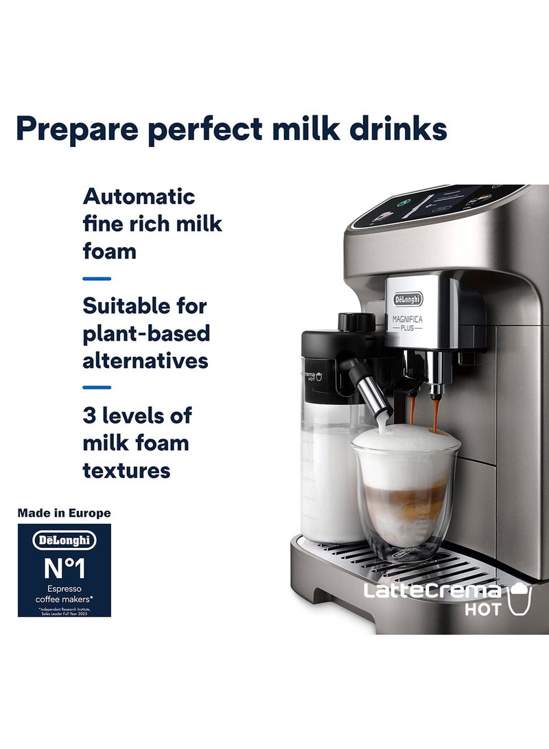 De'Longhi Coffee Machine MAGNIFICA PLUS Fully Automatic Espresso Machine with 20+ Hot & Iced Beverages Colour Touch Display 13 Grinder Settings Latte Crema Twin Shot ECAM320.70.TB Titanium Black (Made in Europe) 1.9 L 1450 W ECAM320.70.TB Titanium Black - Image 5