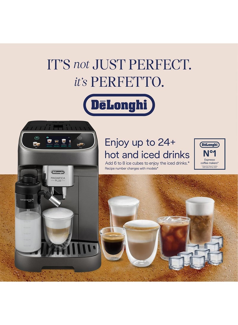 De'Longhi Coffee Machine MAGNIFICA PLUS Fully Automatic Espresso Machine with 20+ Hot & Iced Beverages Colour Touch Display 13 Grinder Settings Latte Crema Twin Shot ECAM320.70.TB Titanium Black (Made in Europe) 1.9 L 1450 W ECAM320.70.TB Titanium Black - Image 3