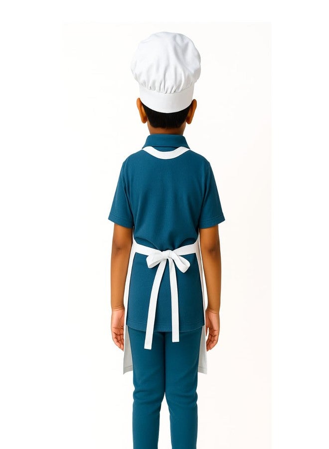 MAKSTILE مريلة أطفال من ماكستايل مع قبعة طاهٍ وحزام رقبة قابل للتعديل | مريلة للأطفال للطبخ والخبز والرسم والأنشطة المدرسية | مريلة طاهٍ للبنات والأولاد | من 3 إلى 6 سنوات | المقاس: 50 × 37 سم (أبيض) - Image 2