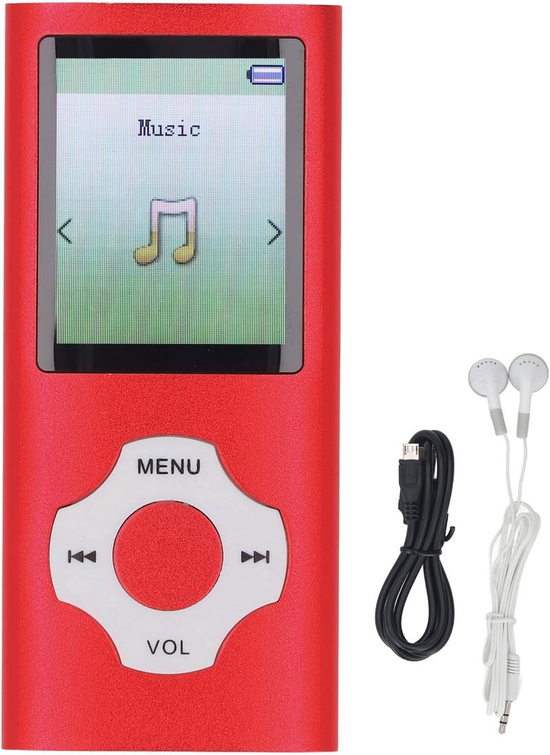 تصميم مدمج مطور مشغل MP3 من Zunate، مشغل موسيقى MP4 بسعة 64 جيجابايت مع مكبر صوت HiFi وشاشة ملونة بحجم 1.8 بوصة، يدعم تخزينًا قابلًا للتوسيع حتى 128 جيجابايت للكتب الصوتية ومقاطع الفيديو (أحمر) - Image 5