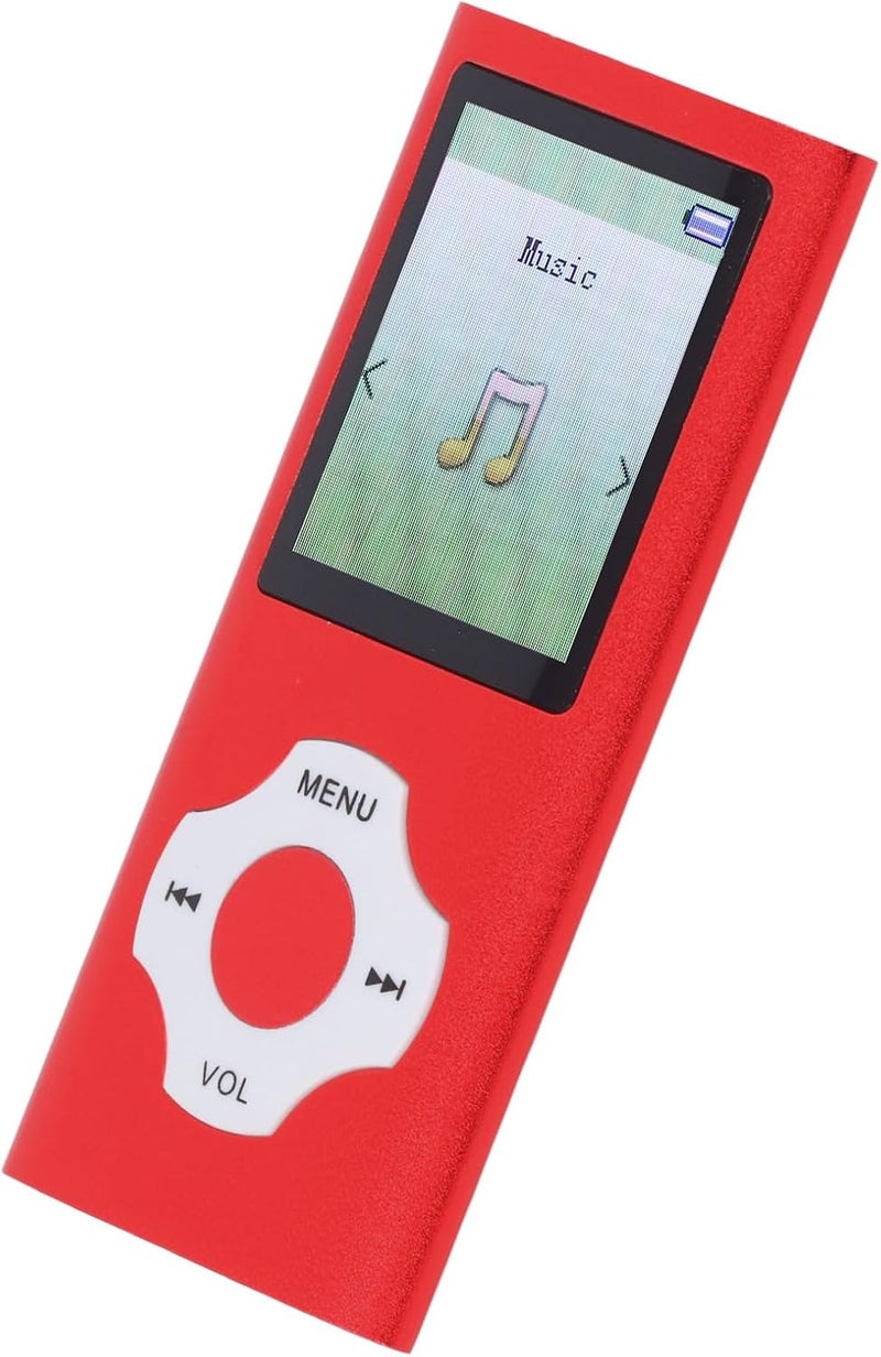 تصميم مدمج مطور مشغل MP3 من Zunate، مشغل موسيقى MP4 بسعة 64 جيجابايت مع مكبر صوت HiFi وشاشة ملونة بحجم 1.8 بوصة، يدعم تخزينًا قابلًا للتوسيع حتى 128 جيجابايت للكتب الصوتية ومقاطع الفيديو (أحمر) - Image 2