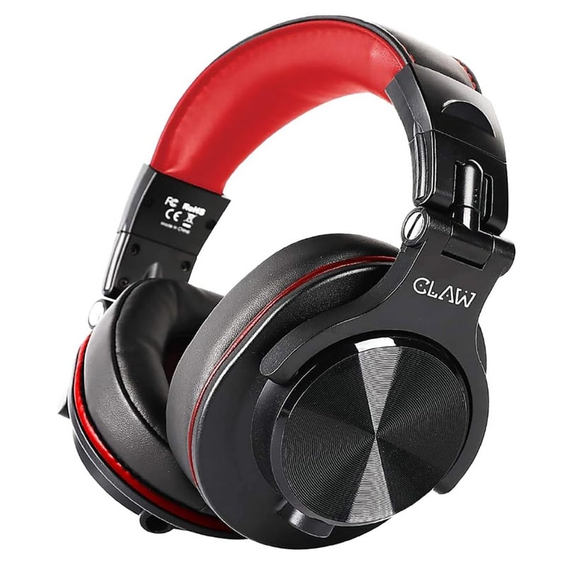 CLAW SM50 PRO Professional Studio Monitoring DJ Wired Headphone with Protein Leather Cushions | 2 Detachable Cables (2.8m Coiled & 1.2m Straight Cable with Mic and in Line Control) Black and Red - Image 1