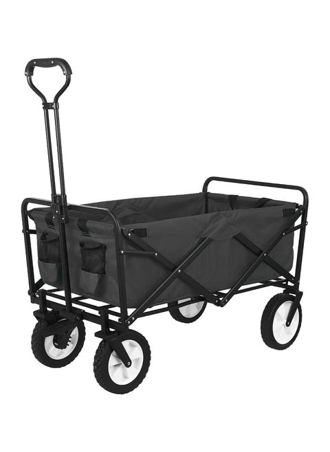 Foldable Utility Wagon Cart Trolley Utility Grocery Wagon for Camping Shopping (Black)