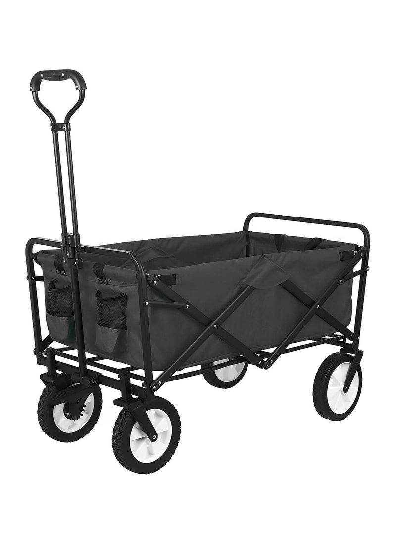 Foldable Utility Wagon Cart Trolley Utility Grocery Wagon for Camping Shopping (Black)
