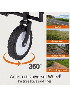 HOPHOP Foldable Utility Wagon Cart Trolley Utility Grocery Wagon for Camping Shopping (Black)  - Image 3