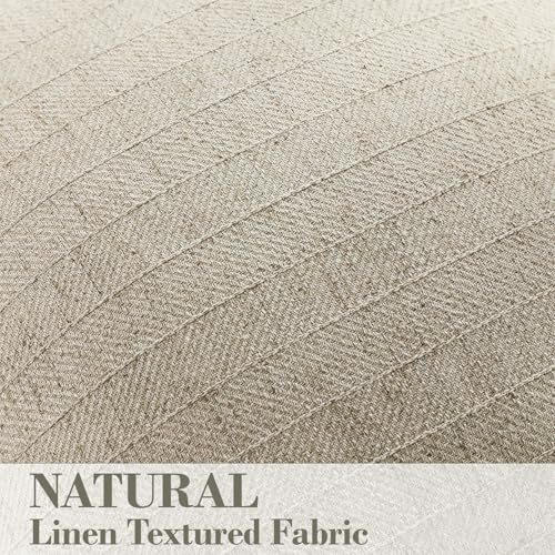 DEZENE 24x24 Linen Pillow Covers Natural Beige Pack of 2 Farmhouse Boho Neutral Accents Striped Textured Square Decorative Throw Pillow Cases for Living Room Couch Bed Home Decor - Image 3