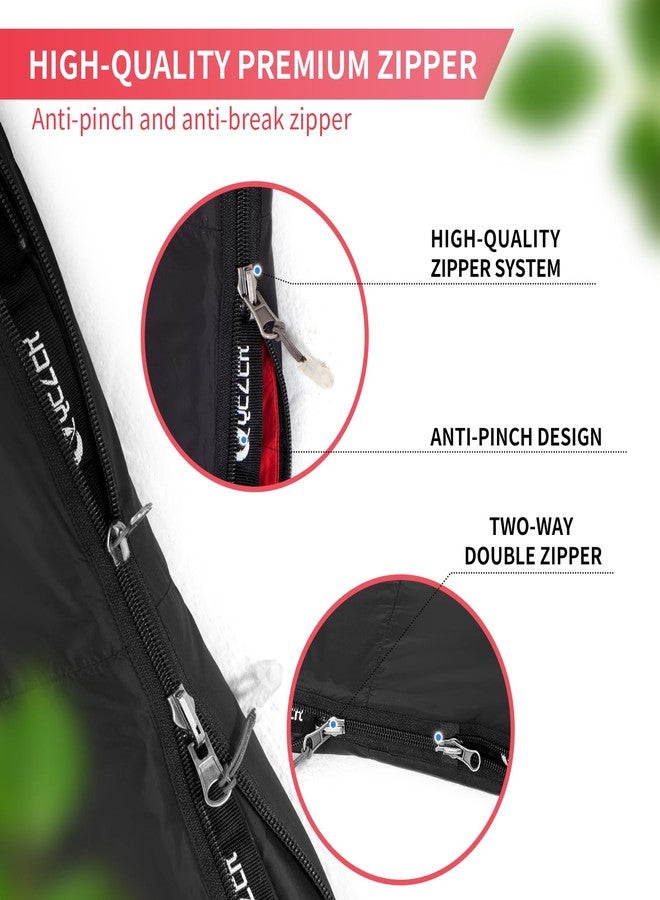 QEZER Down Sleeping Bag for Adults 600 Fill Power Down Sleeping Bag Cold Weather Ultralight Sleeping Bag with Compression Sack for Backpacking, Camping, Hiking (500g Down Filling-Black-Right Zip) - Image 4
