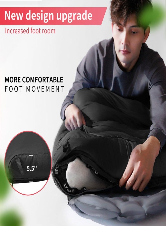 QEZER Down Sleeping Bag for Adults 600 Fill Power Down Sleeping Bag Cold Weather Ultralight Sleeping Bag with Compression Sack for Backpacking, Camping, Hiking (500g Down Filling-Black-Right Zip) - Image 5