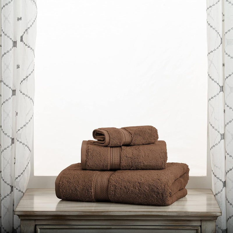 Superior 900GSM Towel Set, Face, Hand, and Bath, Chocolate, 3 Piece | Quick Dry, Soft Luxury Towel Set, Bath Essentials, Guest Bath, Spa, 1 Bath, 1 Hand, 1 Face Towels, Madeline Towels - Image 2