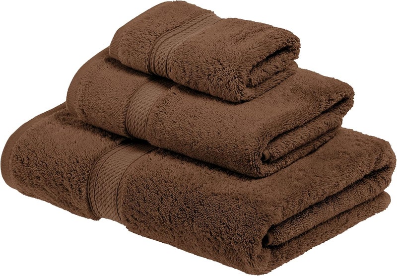 Superior 900GSM Towel Set, Face, Hand, and Bath, Chocolate, 3 Piece | Quick Dry, Soft Luxury Towel Set, Bath Essentials, Guest Bath, Spa, 1 Bath, 1 Hand, 1 Face Towels, Madeline Towels - Image 1