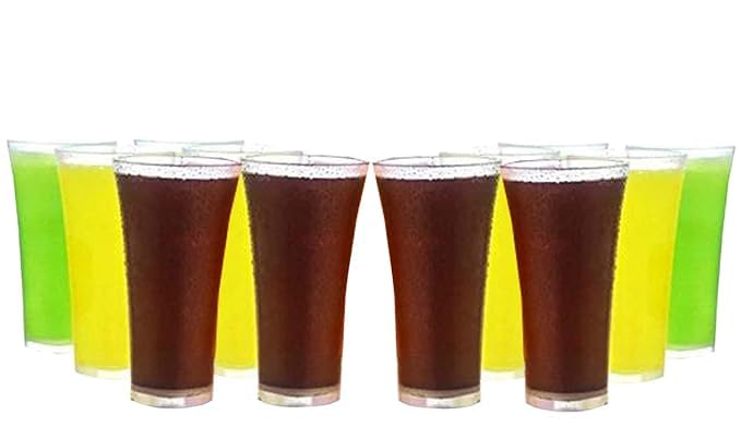 AWICKTIK Beverage Plastic Transparent Water Glass Set ABS Poly Carbonate UnbreakableClear Plastic GlassPlastic Design Stylish GlassJuice GlassBeer GlassWine 300 ML Set of 12 - Image 1