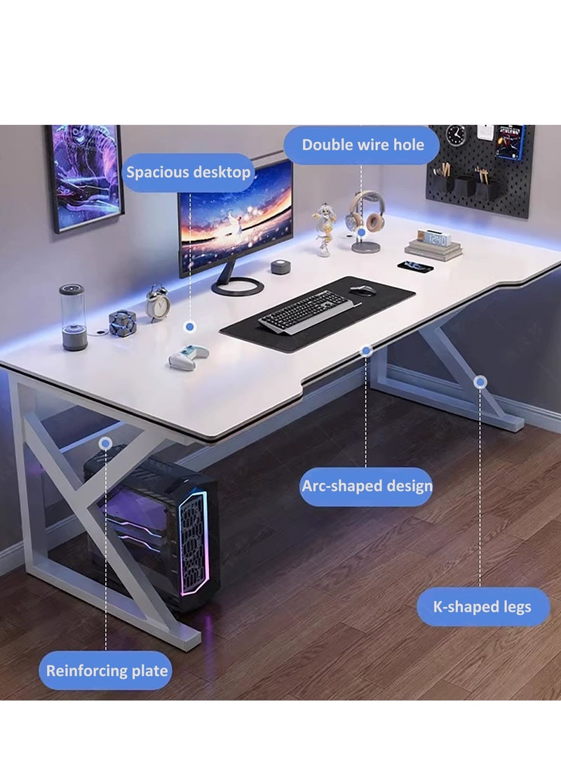 YY-ريشير كتابة مكتب الدراسة مع برج الكمبيوتر، مكتب الألعاب مع ثقوب الأسلاك لمكتب غرفة النوم المنزلية - Image 2