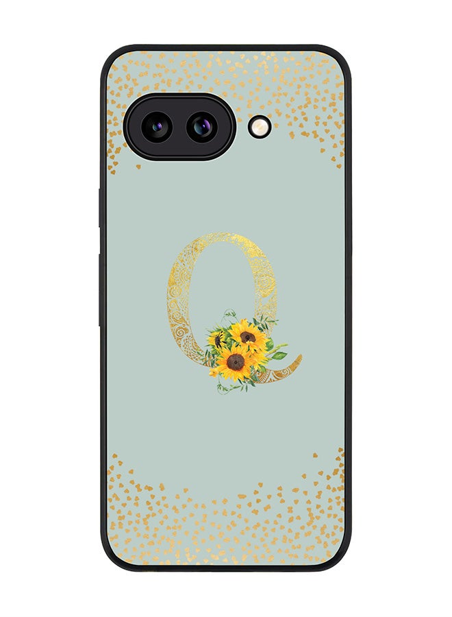 Stylizedd For Google Pixel 9a Case,Slim fit Camera Protection, Shockproof Thin Phone cover  - Custom Floral Monogram - Q  (Light Grey )