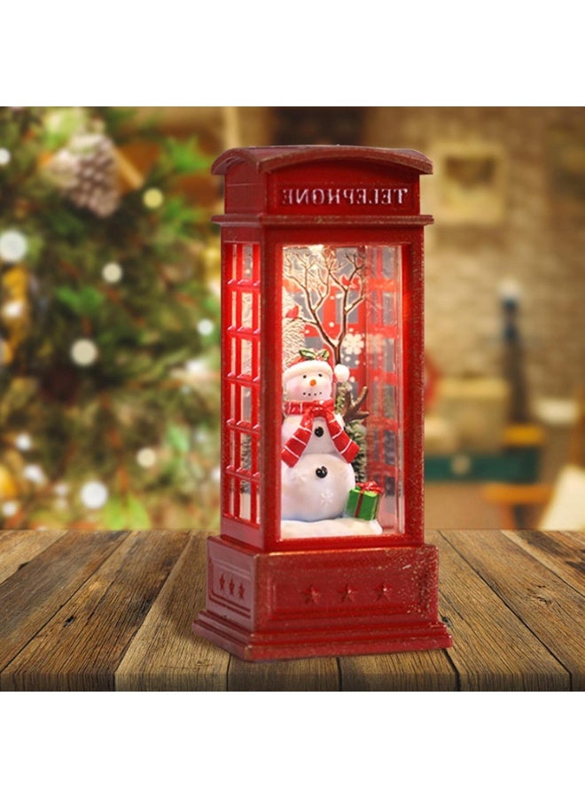 Home Care Christmas Snow Globe Lantern, LED – Telephone Box Design (12×5×5 cm) - Battery Operated - Image 4