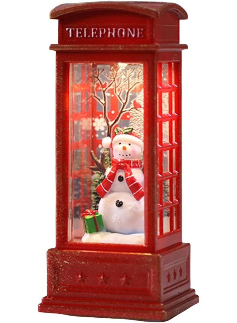 Home Care Christmas Snow Globe Lantern, LED – Telephone Box Design (12×5×5 cm) - Battery Operated - Image 1
