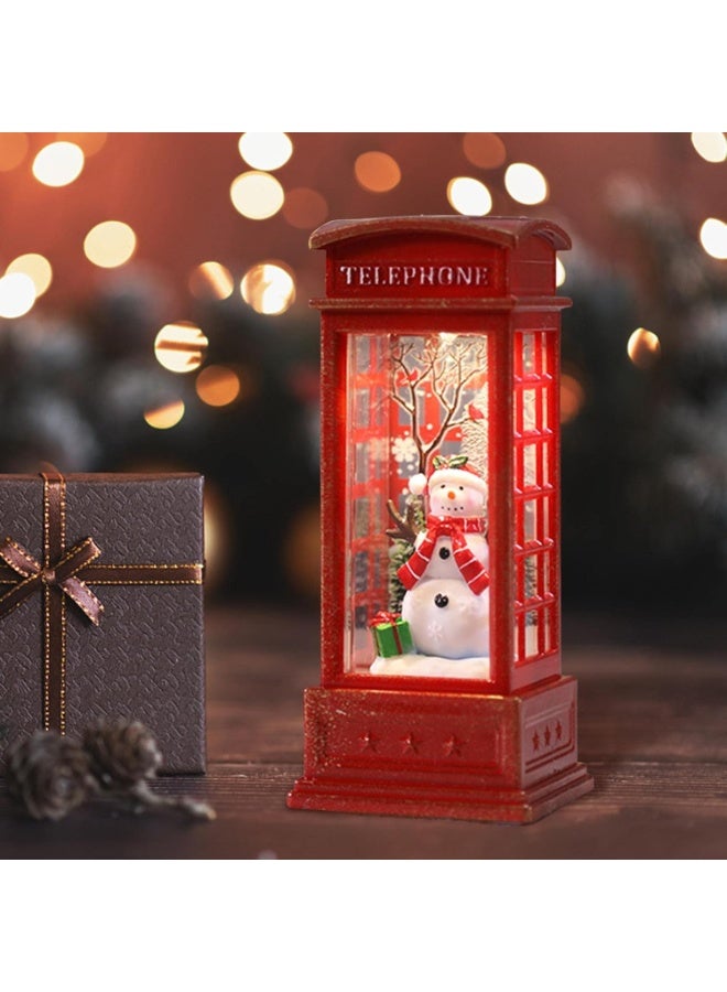 Home Care Christmas Snow Globe Lantern, LED – Telephone Box Design (12×5×5 cm) - Battery Operated - Image 3