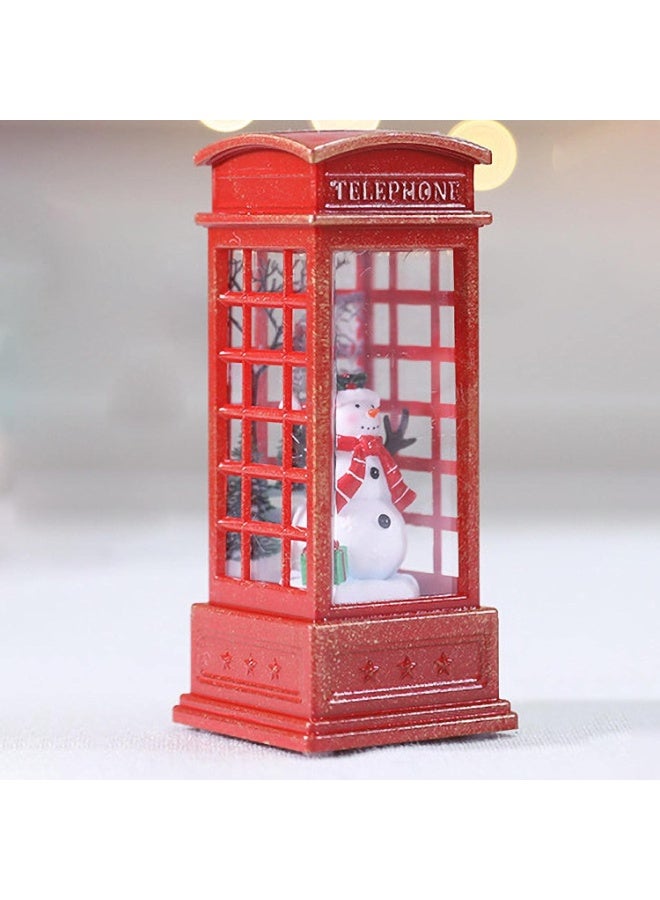 Home Care Christmas Snow Globe Lantern, LED – Telephone Box Design (12×5×5 cm) - Battery Operated - Image 2