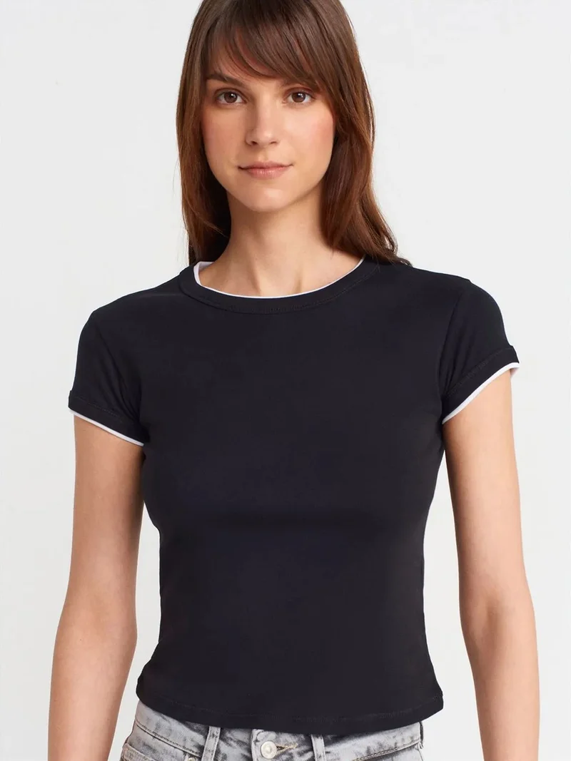 ديلفين Dilvin Women's Slim Fit Cotton Crop T-Shirt