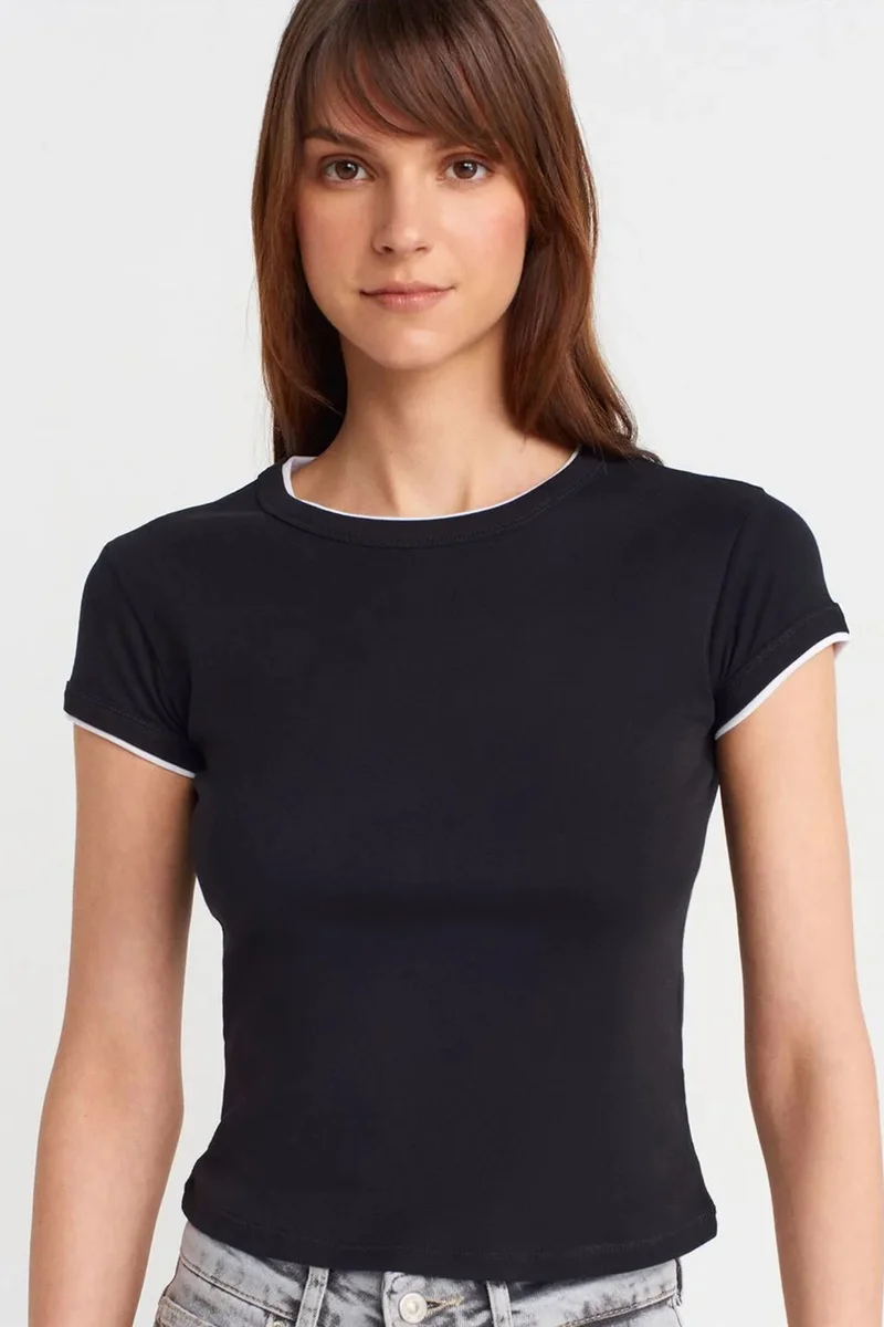 DILVIN Women's Slim Fit Cotton Crop T-Shirt