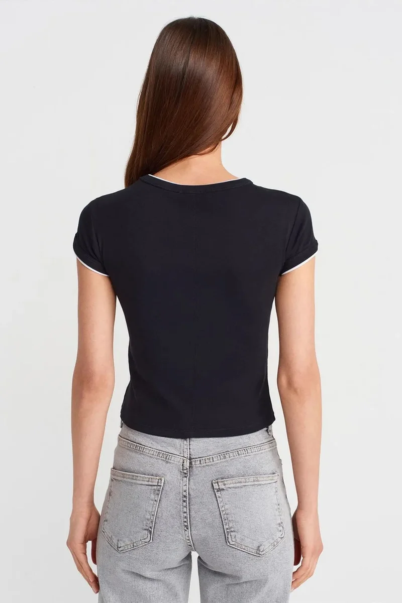 Dilvin Black DILVIN Women's Slim Fit Cotton Crop T-Shirt for Women | Best Price UAE