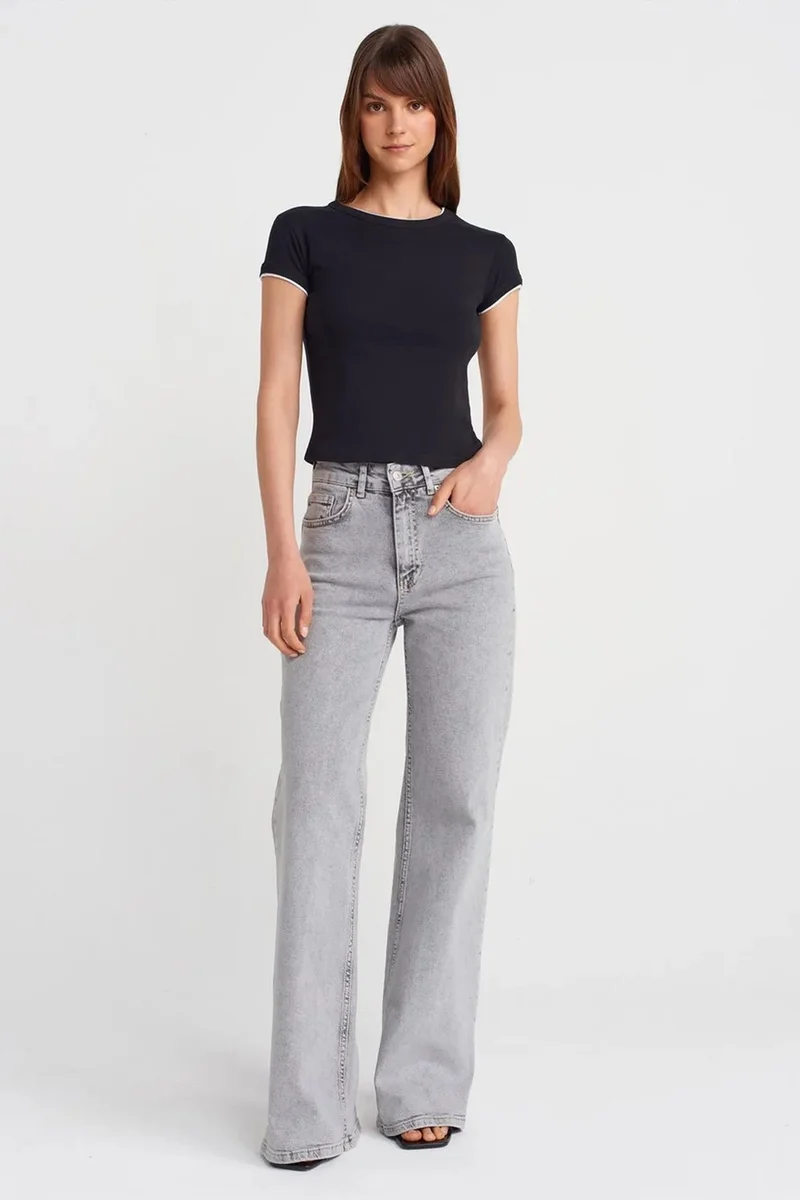 Dilvin Black DILVIN Women's Slim Fit Cotton Crop T-Shirt for Women | Best Price UAE