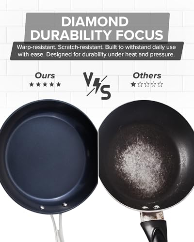 Nuwave Healthy G11-Pots and Pans Set Non Stick, 9H Near-Diamond Hardness Scratch-Resistant, Works on All Stovetops, PFAS Free, with Frying Pans, Saucepans & Glass Lids, Stay-Cool Handles, Cool Gray - Image 2