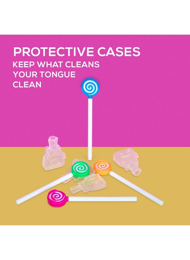 55 دينتال مجموعة مكشطة أو منظف لسان الأطفال - عبوة من 4 مكشطة بلاستيكية خالية من مادة BPA تساعد على تنقية الفم وإزالة الأوساخ - متعددة الألوان بمقابض سهلة الإمساك وأغطية للفرشاة من 55Dental، للأعمار من 2+ - Image 4