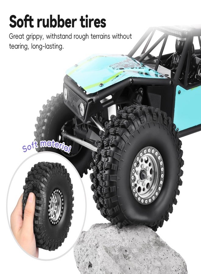 AllinRC 1.9 Beadlock Wheels and Tires 1.9 Mud Tires for Axial SCX10 90046 SCX10 II Traxxas TRX-4 Redcat Gen 8 1/10 RC Crawler (Silver) - Image 5