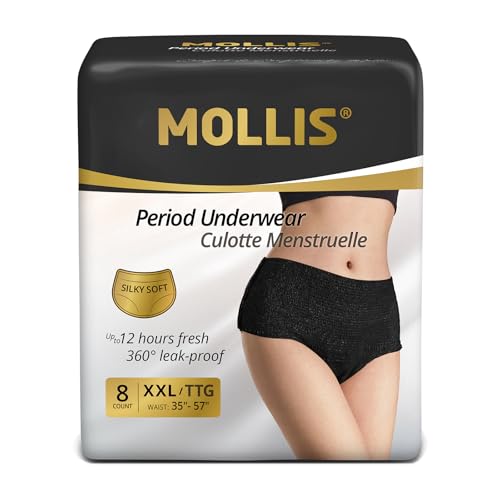 MOLLIS Disposable Period Underwear for Women, Postpartum Panties, Maternity Knickers Heavy Flow Leak Proof, Black (XX-Large, Count, 8) - Image 1